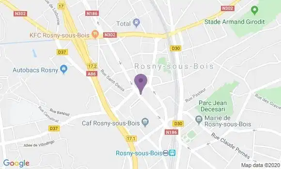 Localisation Société Générale Agence de Rosny sous Bois