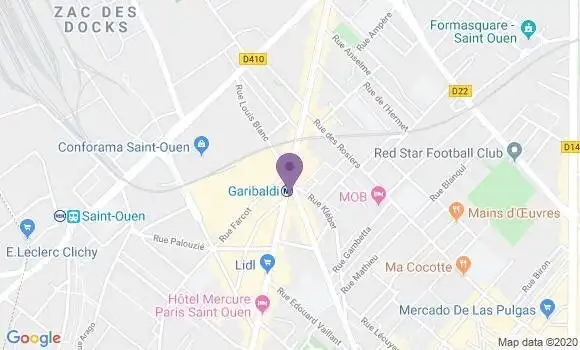 Localisation Société Générale Agence de Saint Ouen Garibaldi