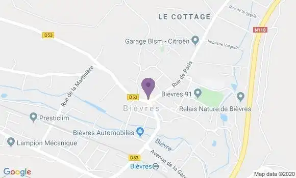 Localisation Société Générale Agence de Bièvres