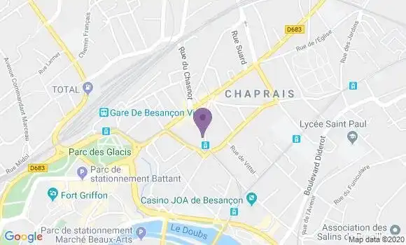 Localisation Société Générale Agence de Besançon Flore