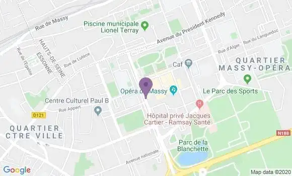 Localisation Société Générale Agence de Massy Opéra