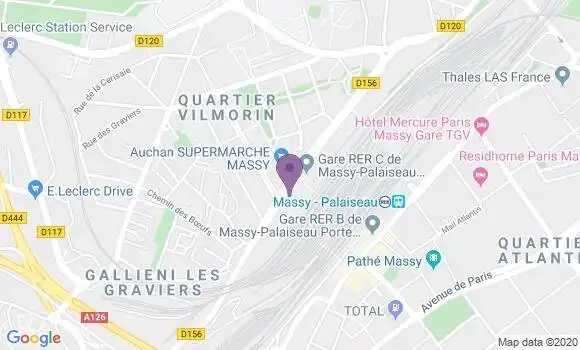 Localisation Société Générale Agence de Massy Vilmorin