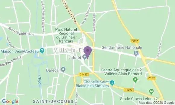 Localisation Société Générale Agence de Milly la Forêt