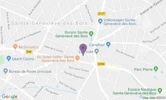 Localisation Société Générale Agence de Sainte Geneviève des Bois Donjon