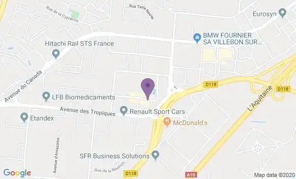 Localisation Société Générale Agence de Villejust Courtaboeuf