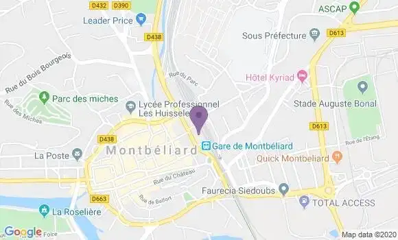 Localisation Société Générale Agence de Montbéliard