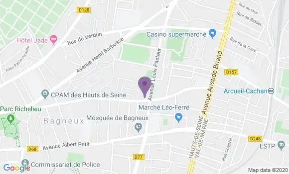 Localisation Société Générale Agence de Bagneux Pasteur