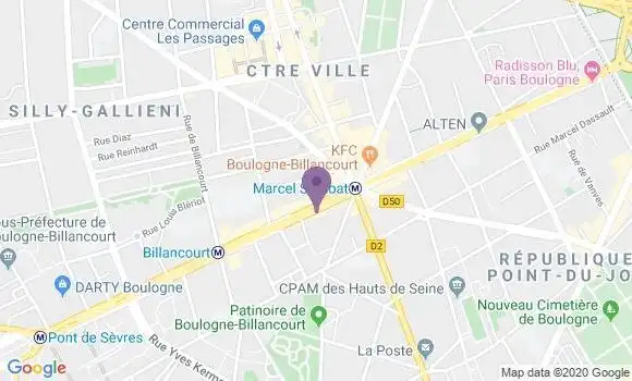Localisation Société Générale Agence de Boulogne Billancourt Sembat