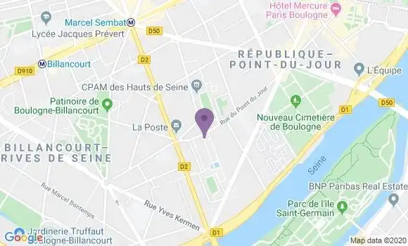 Localisation Société Générale Agence de Boulogne Billancourt Pont du Jour
