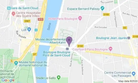 Localisation Société Générale Agence de Boulogne Billancourt Rhin Danube