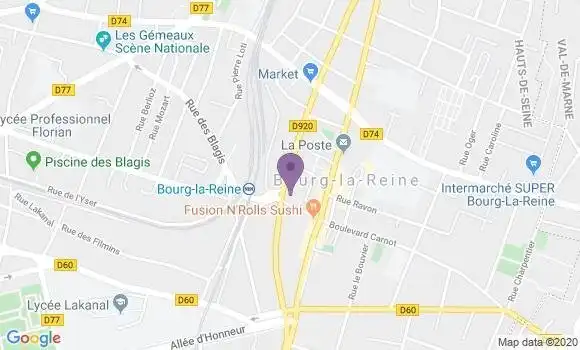Localisation Société Générale Agence de Bourg la Reine Gare