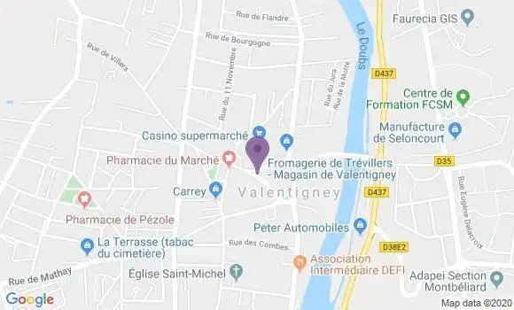 Localisation Société Générale Agence de Valentigney