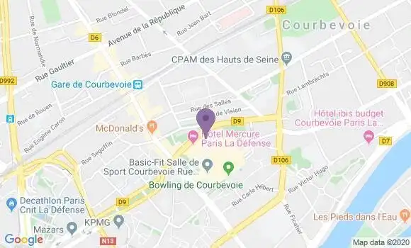 Localisation Société Générale Agence de Courbevoie Charras