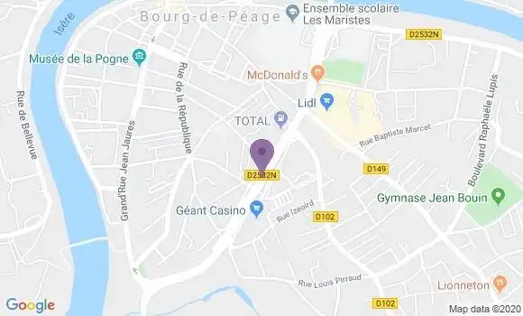 Localisation Société Générale Agence de Bourg de Péage