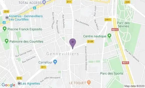 Localisation Société Générale Agence de Gennevilliers
