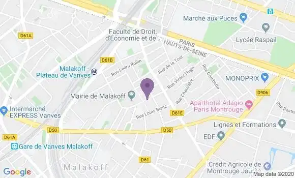 Localisation Société Générale Agence de Malakoff Hôtel de Ville