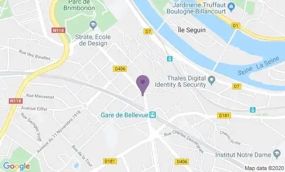 Localisation Société Générale Agence de Meudon Bellevue