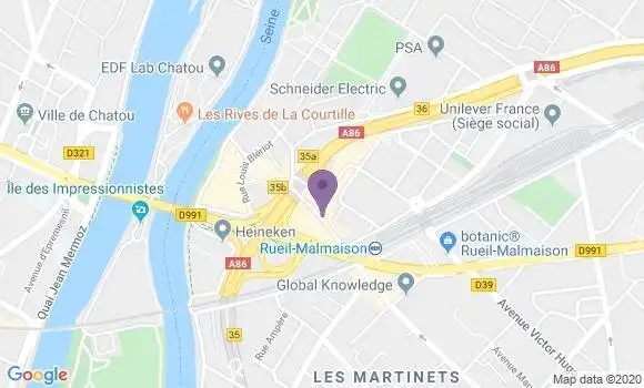 Localisation Société Générale Agence de Rueil Malmaison sur Seine