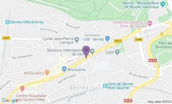 Localisation Société Générale Agence de Sèvres