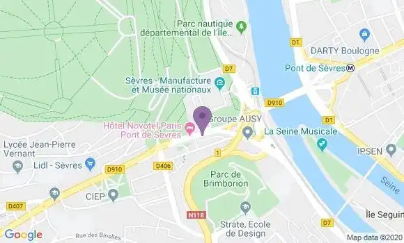 Localisation Société Générale Agence de Sèvres Manufacture