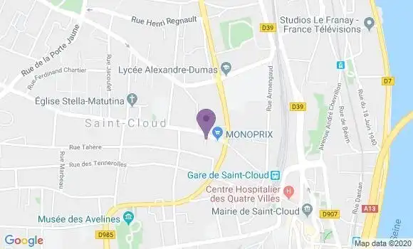 Localisation Société Générale Agence de Saint Cloud République