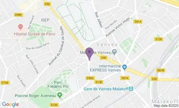 Localisation Société Générale Agence de Vanves Centre