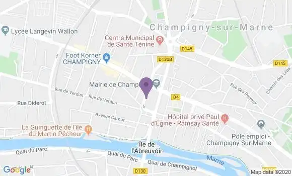 Localisation Société Générale Agence de Champigny sur Marne Centre