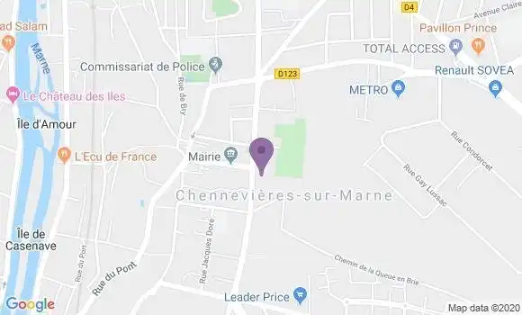 Localisation Société Générale Agence de Chennevières sur Marne