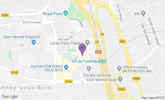 Localisation Société Générale Agence de Fontenay sous Bois Marne