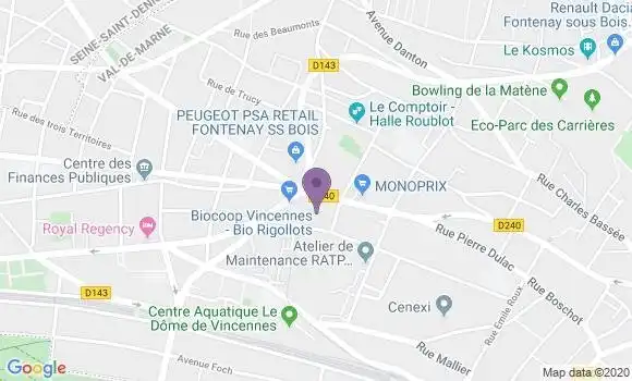 Localisation Société Générale Agence de Fontenay sous Bois Dalayrac