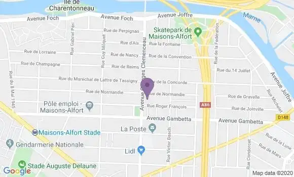 Localisation Société Générale Agence de Maisons Alfort Charentonneau