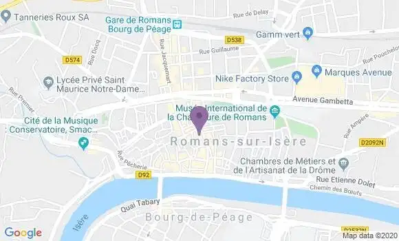 Localisation Société Générale Agence de Romans sur Isère