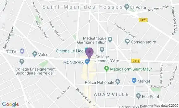 Localisation Société Générale Agence de Saint Maur des Fossés Adamville