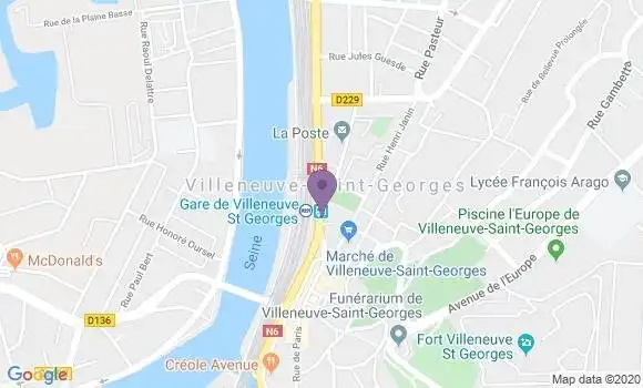 Localisation Société Générale Agence de Villeneuve Saint Georges