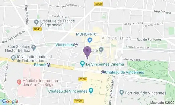 Localisation Société Générale Agence de Vincennes Centre