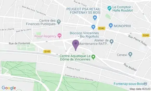 Localisation Société Générale Agence de Vincennes Defrance