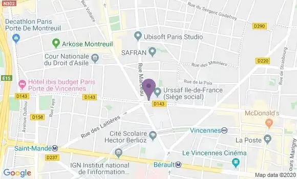 Localisation Société Générale Agence de Vincennes Laitières