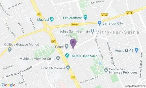 Localisation Société Générale Agence de Vitry sur Seine Centre