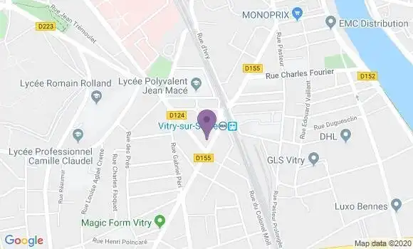 Localisation Société Générale Agence de Vitry sur Seine République