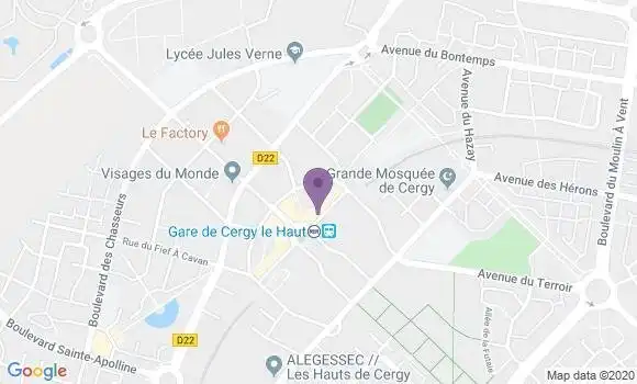 Localisation Société Générale Agence de Cergy le Haut