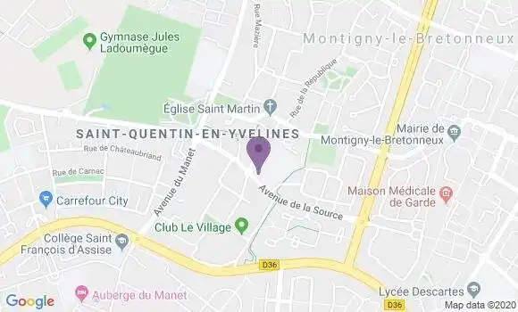 Localisation Société Générale Agence de Montigny le Bretonneux Village