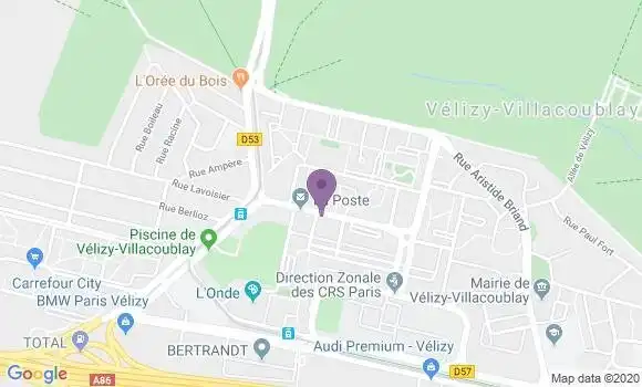 Localisation Société Générale Agence de Vélizy Villacoublay