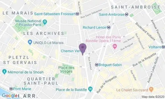 Localisation Société Générale Agence de Paris Beaumarchais