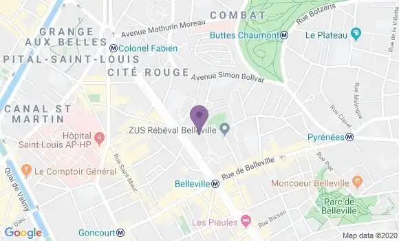 Localisation Société Générale Agence de Paris Belleville