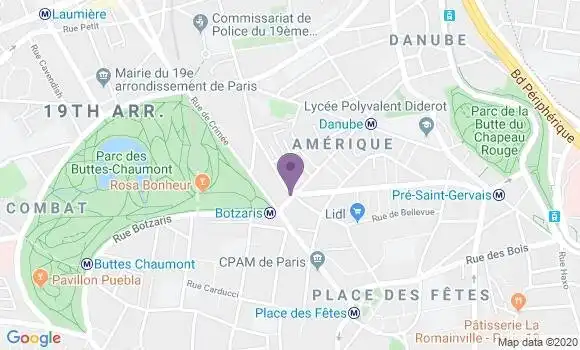 Localisation Société Générale Agence de Paris Botzaris