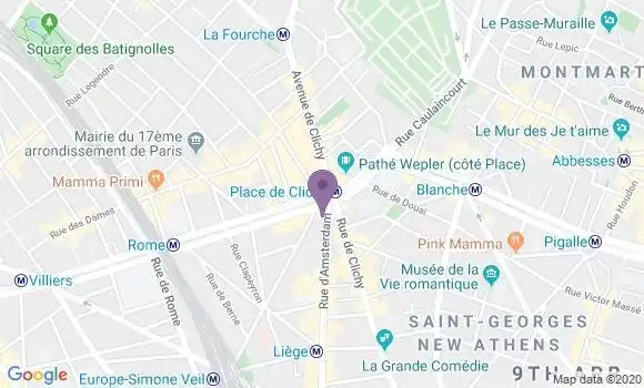 Localisation Société Générale Agence de Paris Clichy