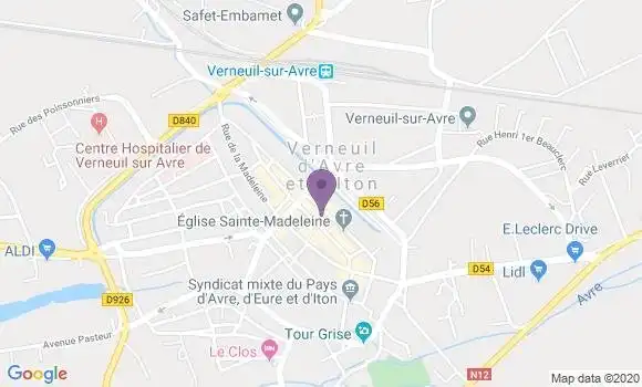 Localisation Société Générale Agence de Verneuil sur Avre