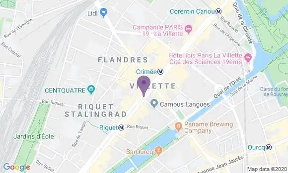 Localisation Société Générale Agence de Paris Flandre