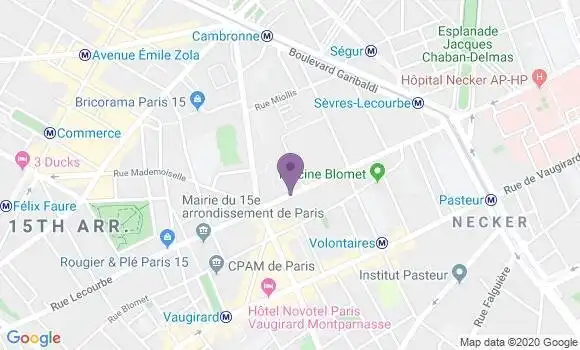 Localisation Société Générale Agence de Paris Lecourbe