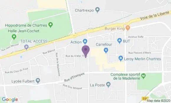 Localisation Société Générale Agence de Chartres la Madeleine
